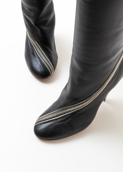 Bottes en cuir noir