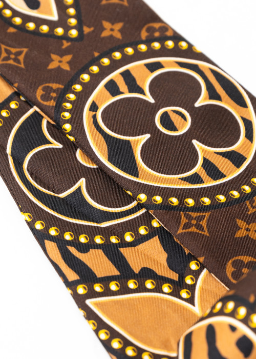 Monogram and leopard silk headband