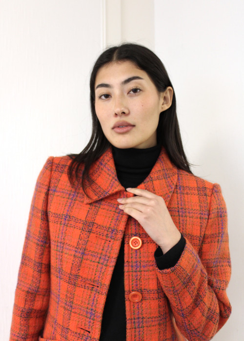 Kurze Jacke aus Wolle in Orange