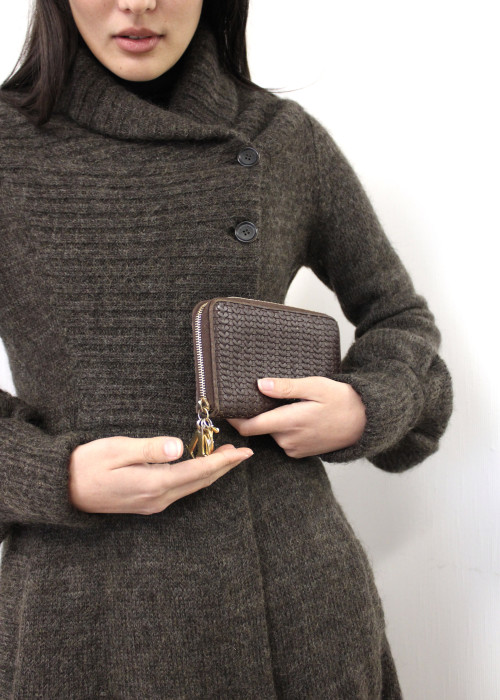 Brown woven leather wallet