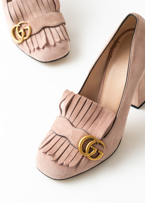 Escarpins en cuir suédé rose