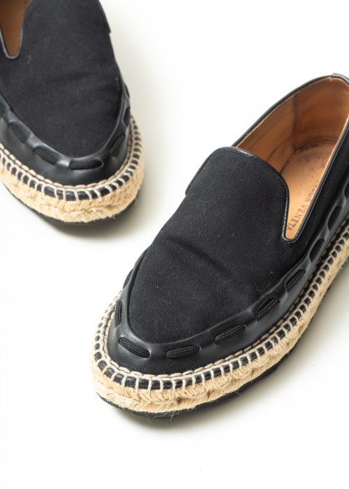 Espadrilles Woven en toile et cuir noir
