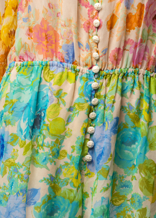 Combinaison en soie multicolore