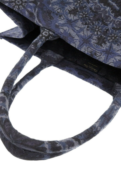 Book Tote en toile brodé bleu