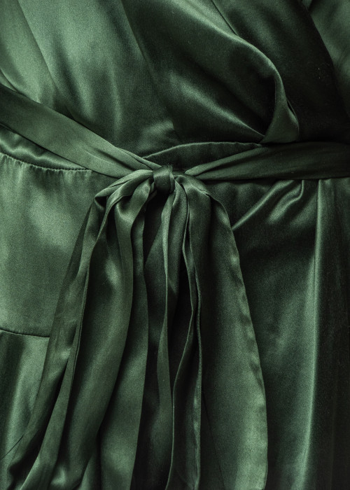 Robe portefeuille en soie verte