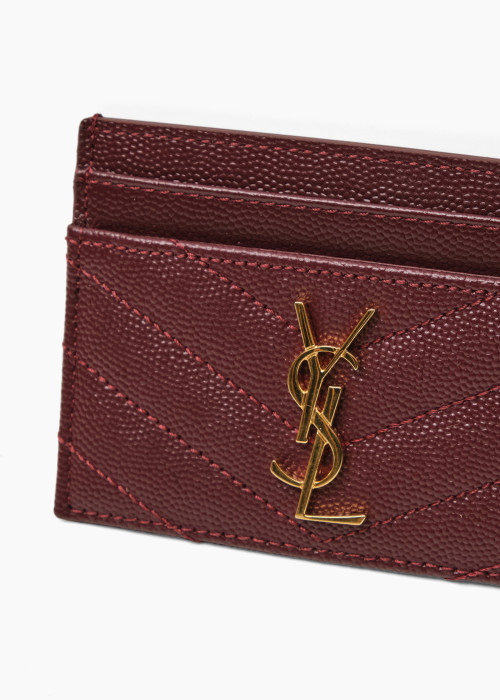 Porte-cartes Cassandre en cuir grain de poudre bordeaux
