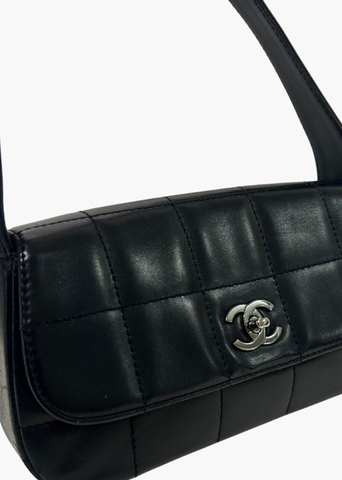 Sac "Chocolat bar" en cuir d'agneau noir