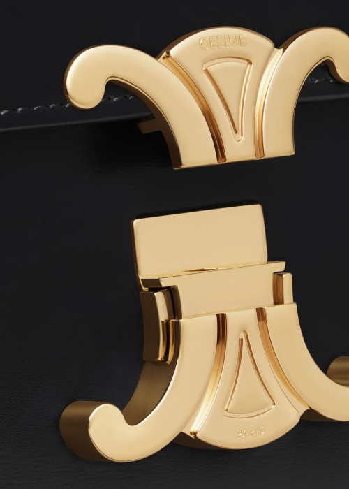 Sac classique Triomphe Teen en veau brillant noir