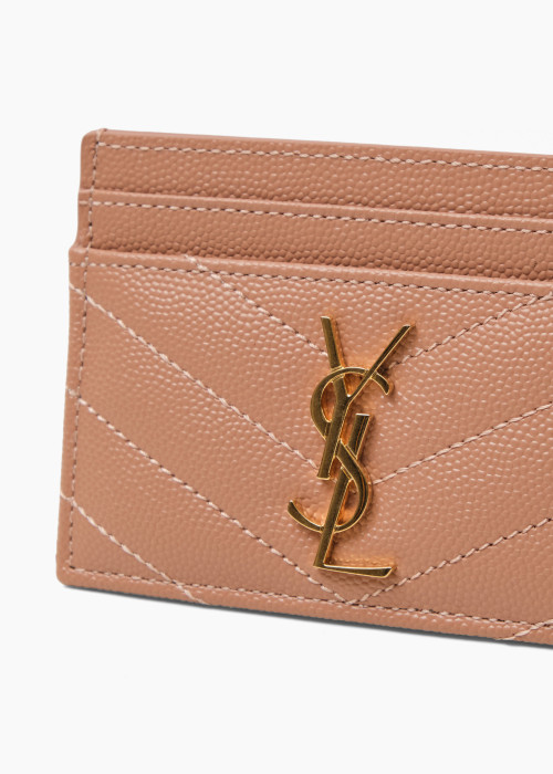 Porte-cartes Cassandre en cuir grain de poudre rose