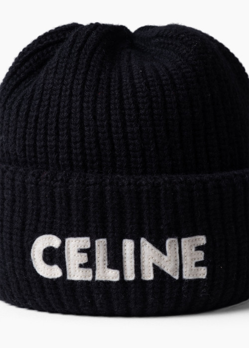 Bonnet en laine côtelée noir