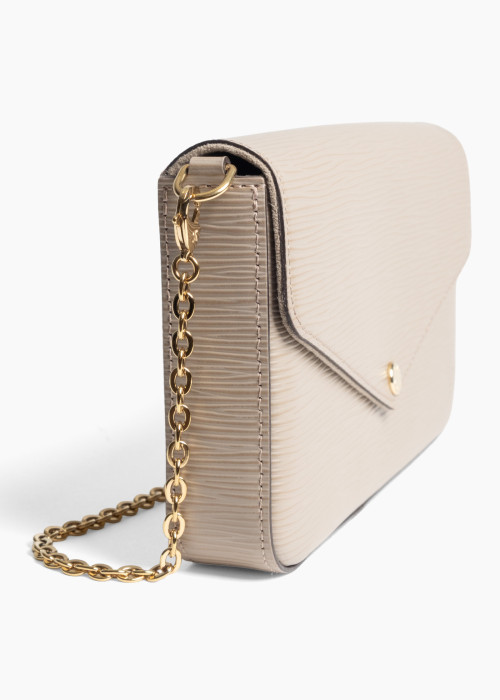 Pochette Félicie en cuir Épi beige