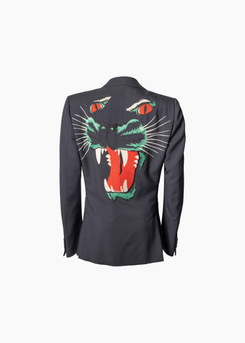 Veste de costume avec une broderie panthère au dos