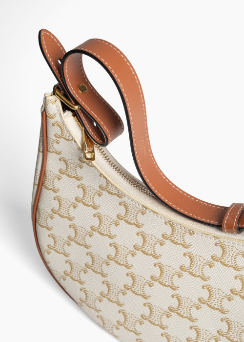 Sac Ava en toile Triomphe blanche et cuir marron