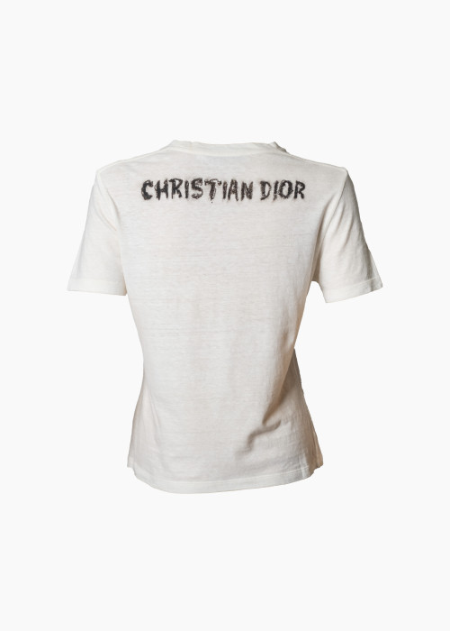 T-shirt blanc en jersey de coton à manches courtes