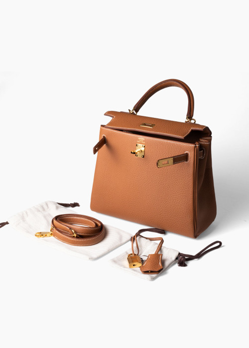 Sac Kelly  25 en cuir togo gold
