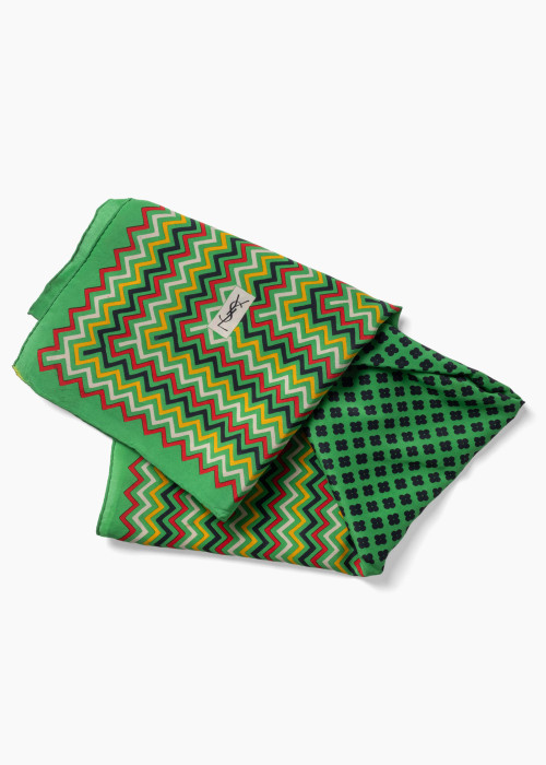 Carré vintage en soie à motif graphique en zigzag