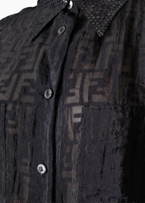 Chemise noire transparente vintage à motif Zucca