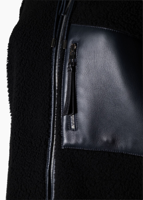 Veste en cuir et peau de mouton retourné noire