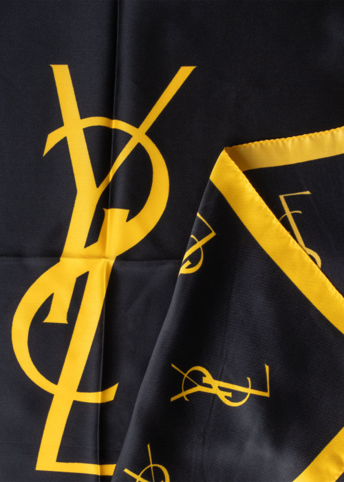 Vintage black scarf with yellow logo