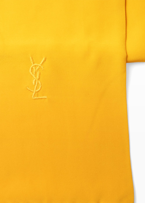 Vintage bright yellow silk stole with fringed edges