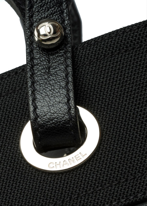 Tasche „Paris-Biarritz“ aus schwarz beschichtetem Canvas