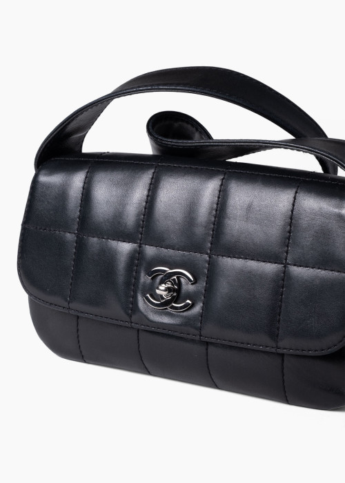 Sac "Chocolat bar" en cuir d'agneau noir