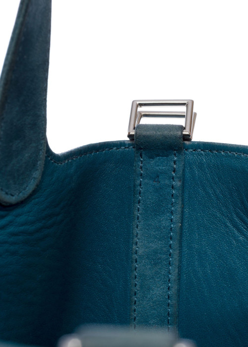 Picotin 18 Lock in Doblis Blue Thalassa Calfskin