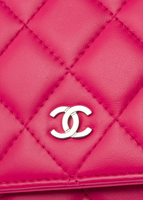 Wallet On Chain en cuir rose ​​fushia