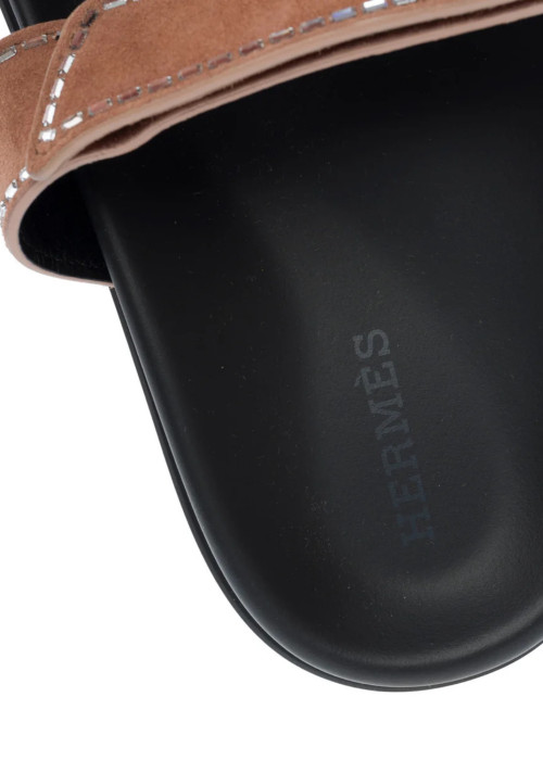 Sandales Chypre en chèvre velours Rose Perle