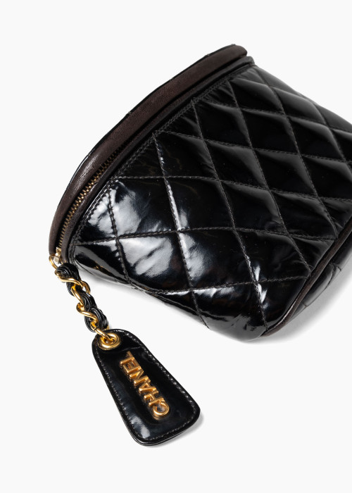 Black patent leather belt pouch