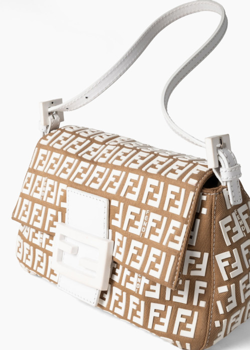 Sac Baguette beige et blanc