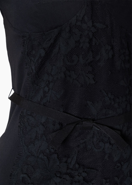 Black short-sleeve dress with lace