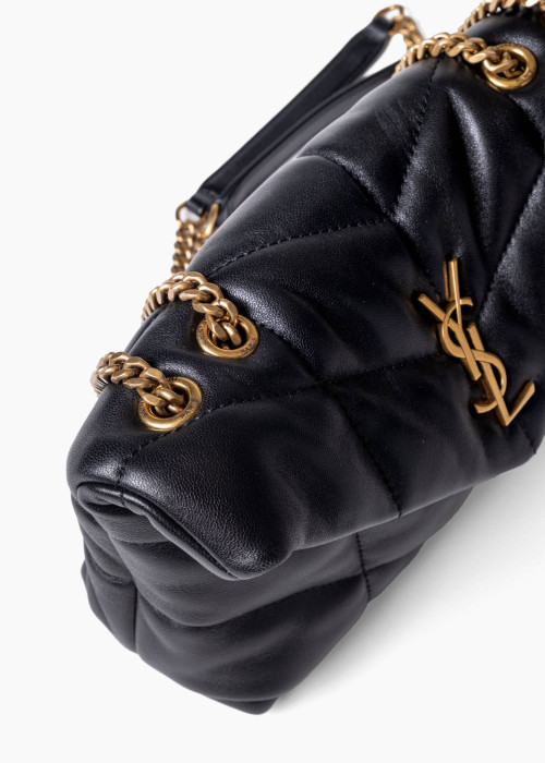 Tasche Loulou Small Puffer aus schwarzem Leder