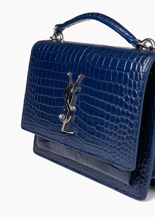 Croc-embossed leather Sunset shoulder bag
