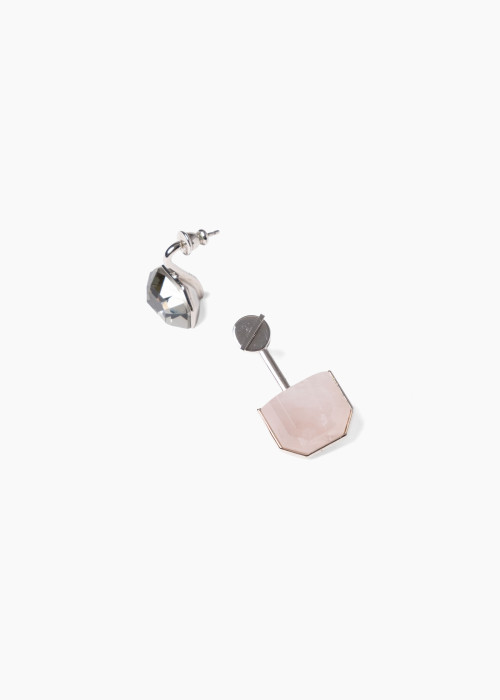 Rose quartz and crystal earrings
