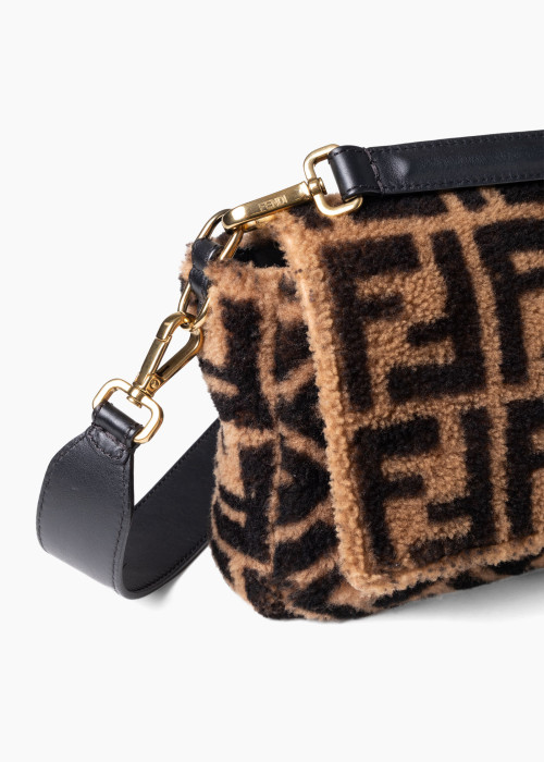 Shearling baguette bag