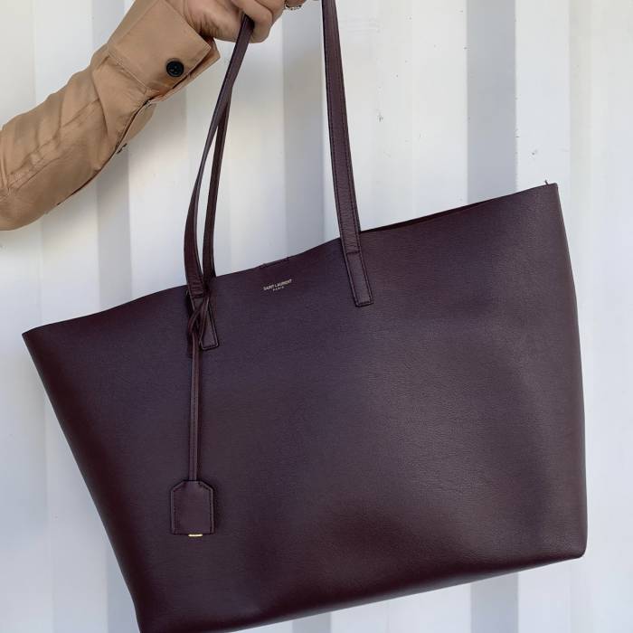 Leather handbag burgundy Yves Saint Laurent