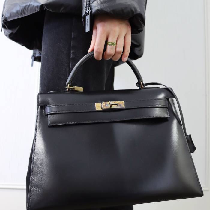 Handtasche Kelly 32 schwarz Hermès