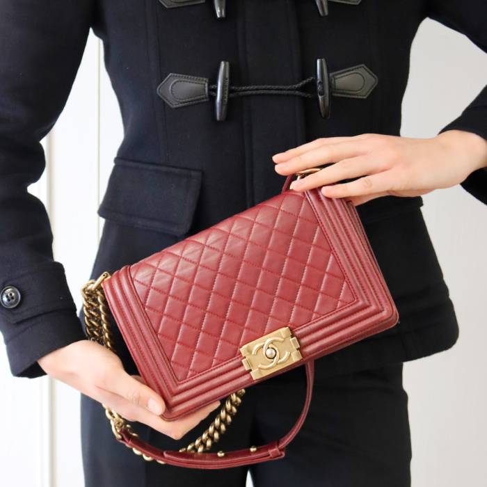 Chanel Boy bag in burgundy leather Chanel