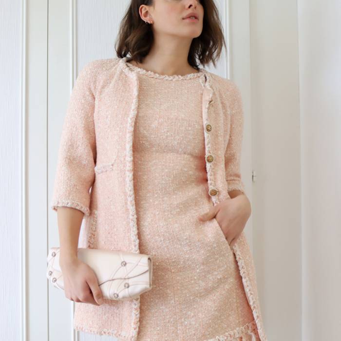 Pink tweed outfit Chanel