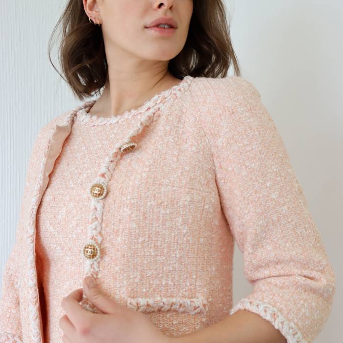 Pink tweed outfit Chanel