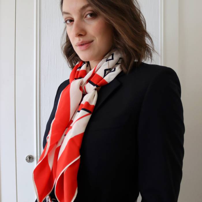 Red and white silk scarf Courrèges