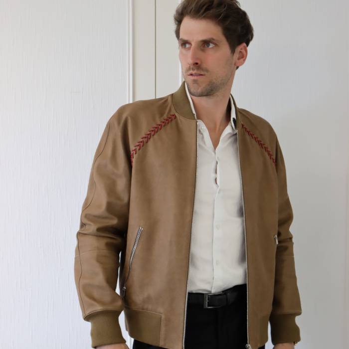 Camel leather jacket with braids Hermès