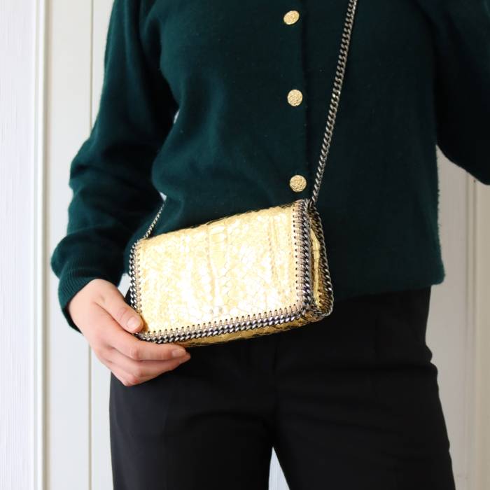 Gold crocodile effect leather bag Stella McCartney