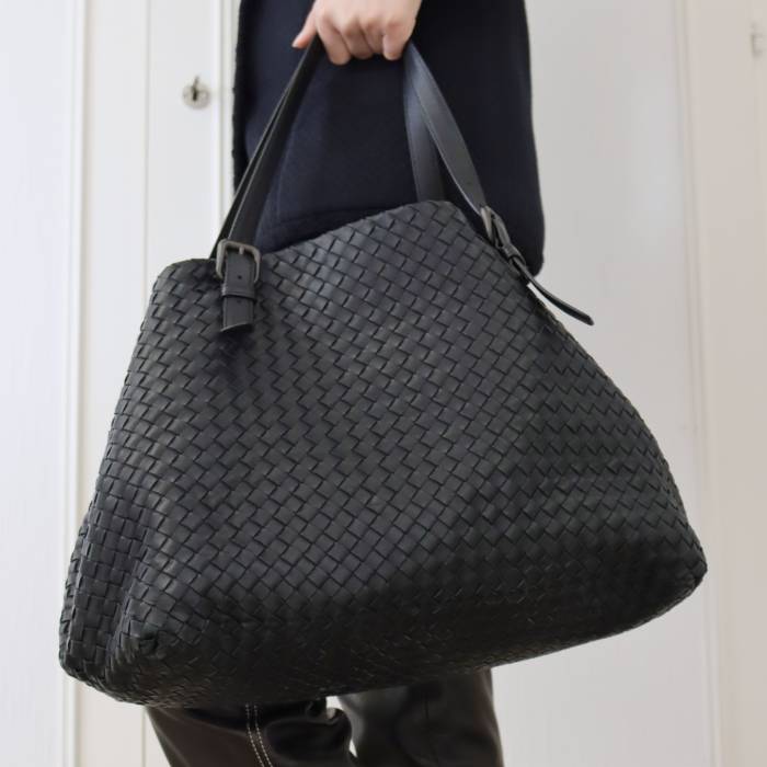 Schwarze Shopping-Tasche aus Leder Bottega Veneta Bottega Veneta