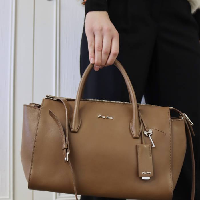 Brown leather bag Miu Miu