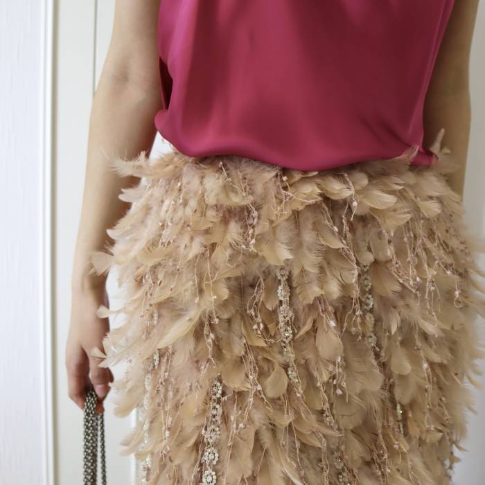 Pink skirt with feathers JoelleFlora