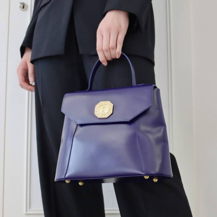 Purple blue bag with gold jewelry Yves Saint Laurent