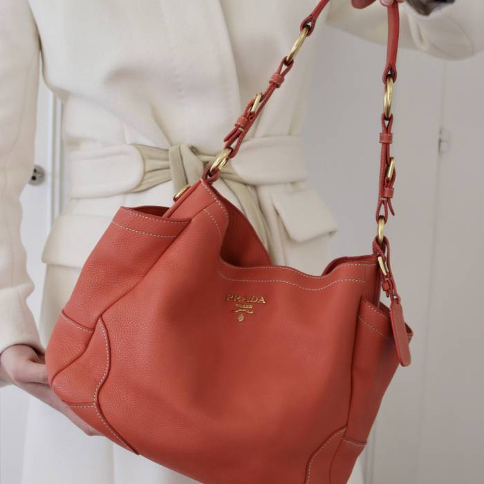 Prada coral leather bag Prada