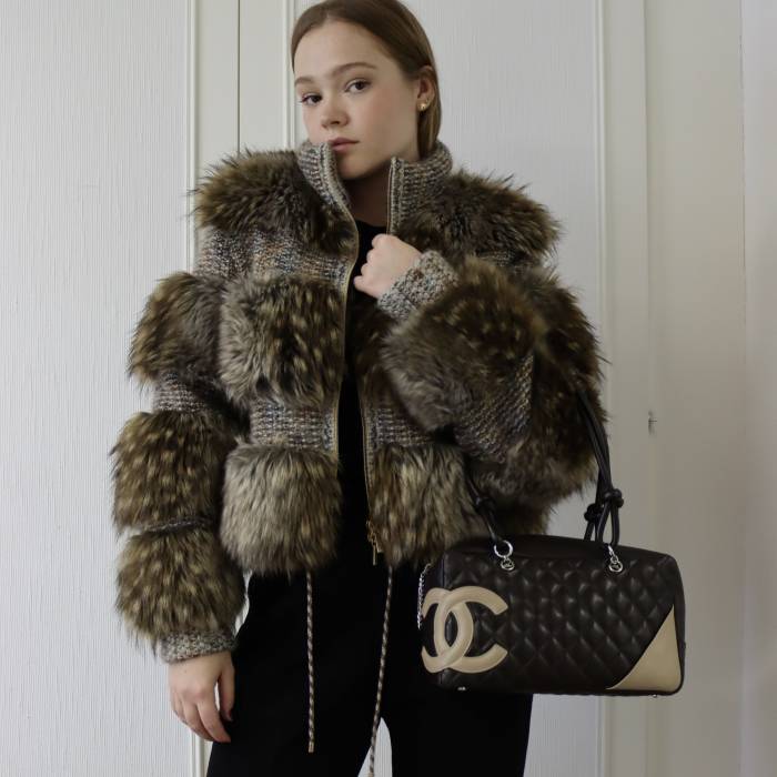 Brown jacket with fur effect Chanel